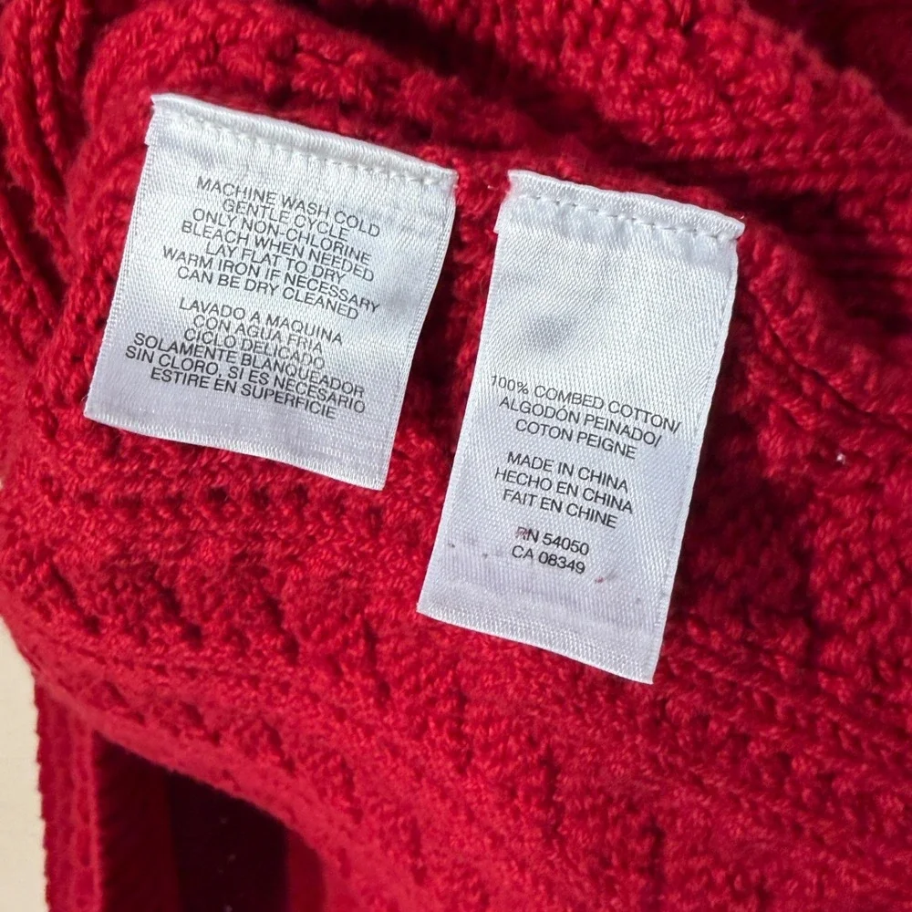 Jones New York Signature Petite Red Cable Knit Single Button Cardigan Sweater PP